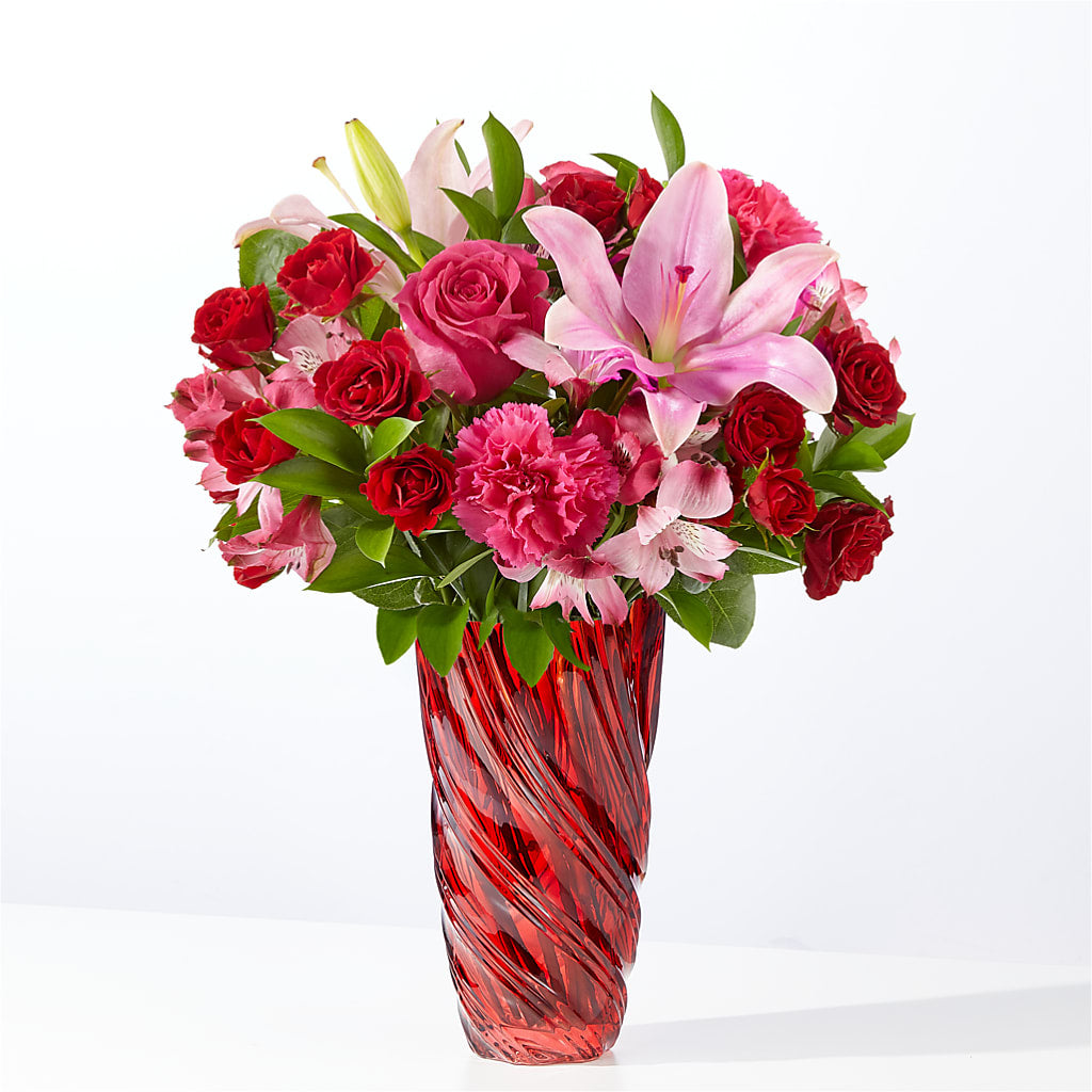 In Love Bouquet with Luxe Swirl Vase – Mt Scott Flowers, Happy Valley OR