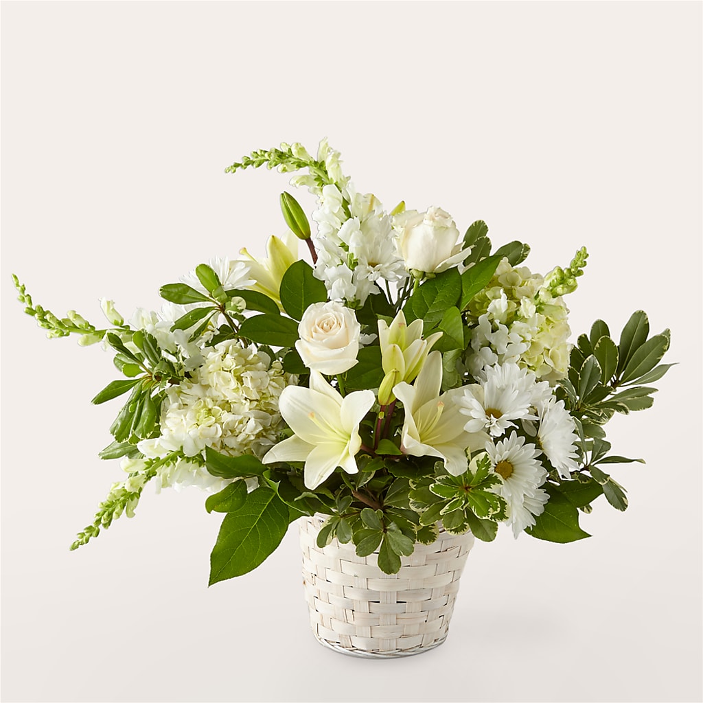 Ivory Elegance Floral Basket – Mt Scott Flowers, Happy Valley OR