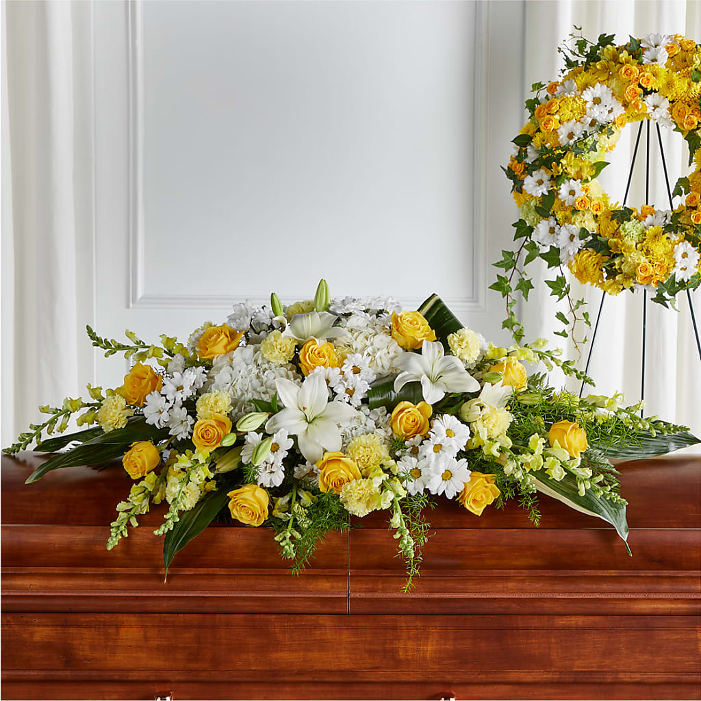 Golden Harmony Casket Spray – Mt Scott Flowers, Happy Valley OR