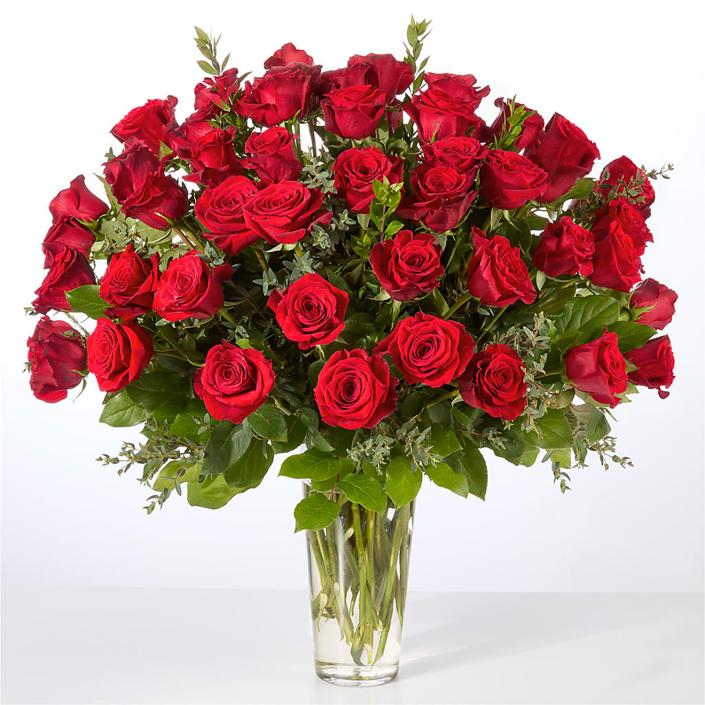 Forever Yours Fifty Stem Red Rose Bouquet – Mt Scott Flowers, Happy Valley OR