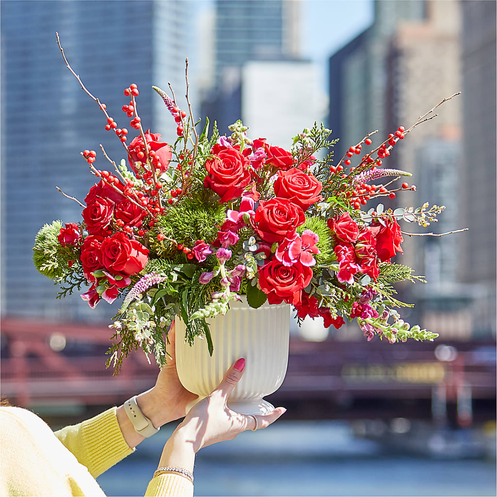 Big Red Bow Bouquet –  Mt Scott Flowers, Happy Valley OR