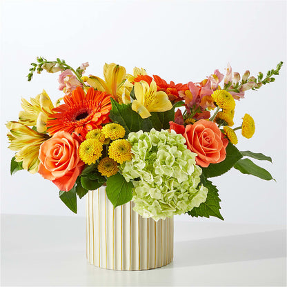 Autumn Sunshine Bouquet with Ivory Vase –  Mt Scott Flowers, Happy Valley OR